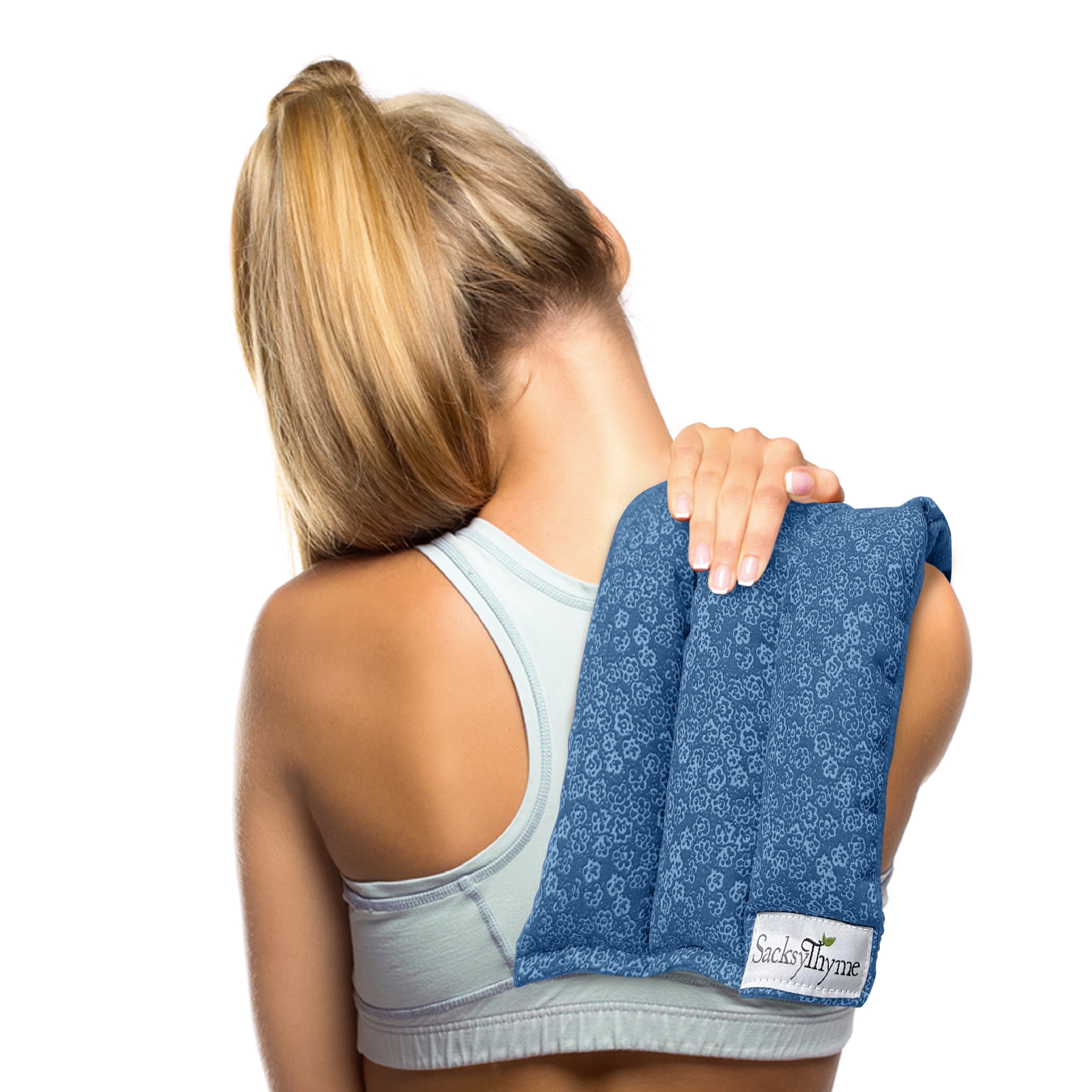 Sacksy Thyme Microwavable Heating Pad, Moist Heat Therapy Relief, Organic Herbs, Cotton/Fleece, Large 18"x7"