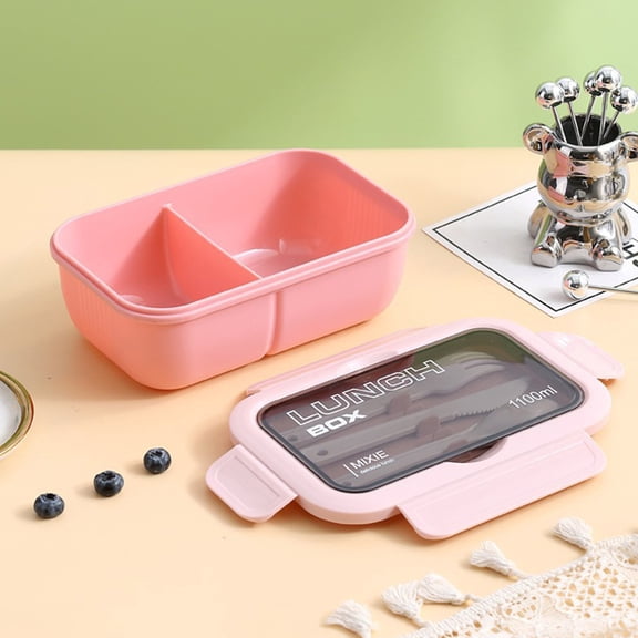 Microwavable Insulated Lunch Box, 2 Compartment Sealed Food Container, Leak Proof Portable Bento Box, Reusable Meal Prep Lunch Case for Daily Use and On the Go Dining, 8*5.3*3in, Pink