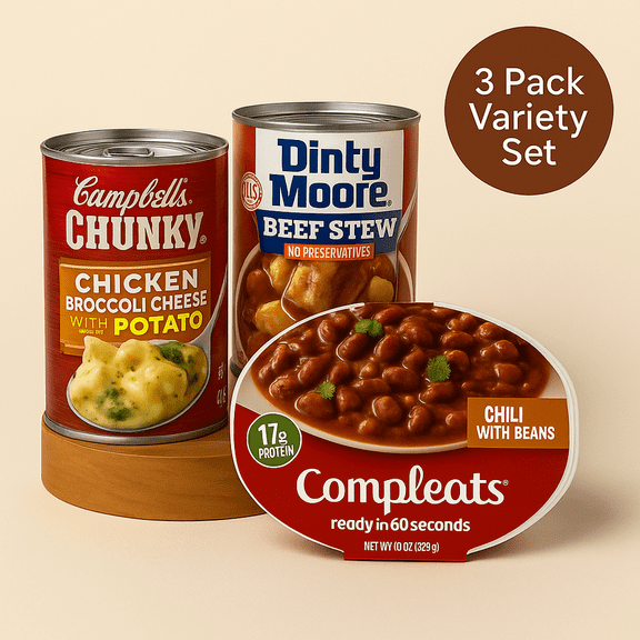 Microwavable Meal Sampler  3-Pack from Hormel, Dinty Moore & Campbells  Pantry-Ready Meals