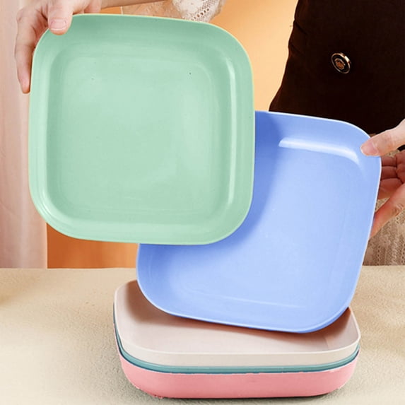 Microwavable Plates,Unbreakable Dinner Plates,Mini Wheats Plates Reusable Squares Dishes Dishwasher Microwave Safe Unbreakables Dinner Plates for Adult Pet(Green 1pc Square 5.5in)