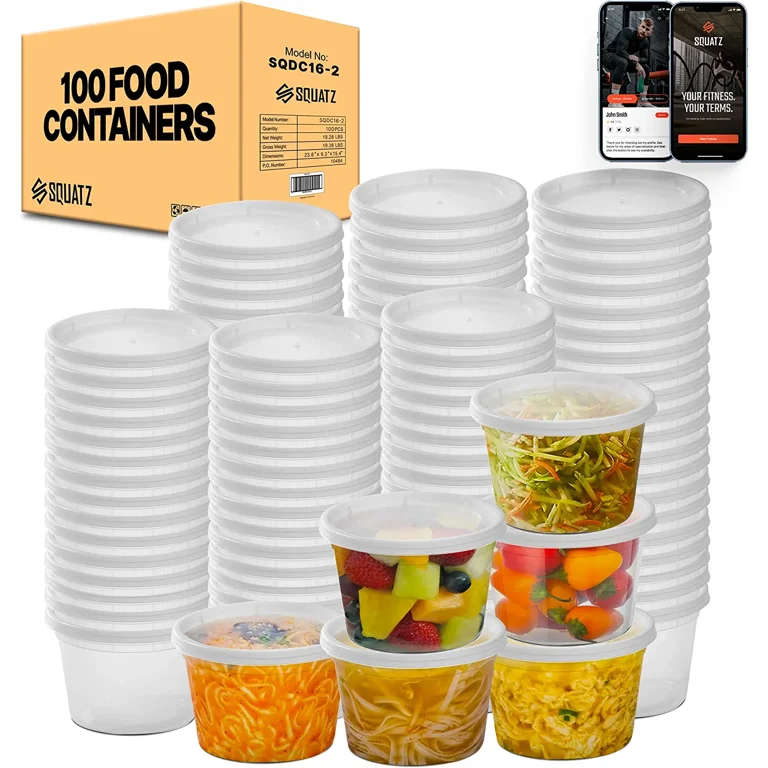 16oz Plastic Deli Containers With Lids Freezer and Microwave Safe 