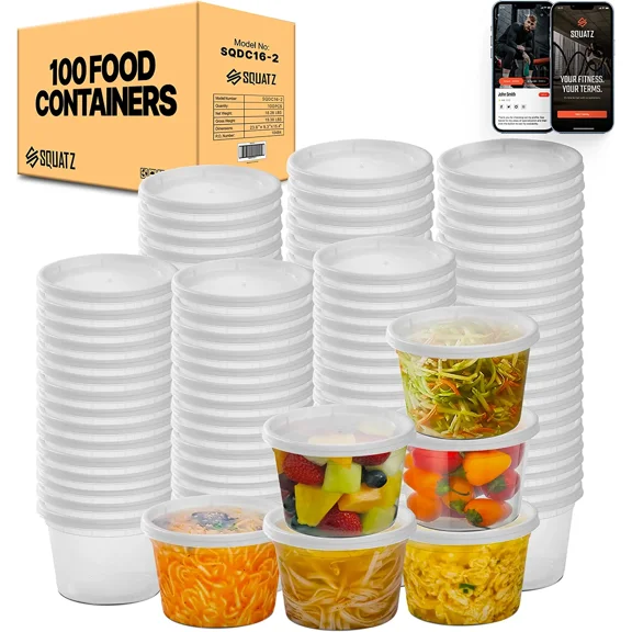 Microwavable Soup Containers with Lids Leak Proof, Microwave, Freezer Safe, BPA-Free, 16 oz. Capacity