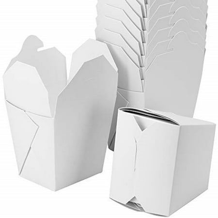 Microwavable White Chinese 16 oz Take Out Boxes. 50 Pack by Avant Grub. Stackable Pails are Recyclable. Ideal Leak and Grease Resistant Pint Size to Go Container for Restaurants and Food Service.