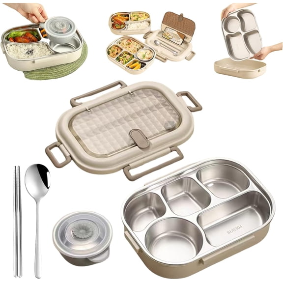 Microwavable stainless steel insulated bento box,Microwaveable Stainless Steel Insulated Bento Box(Large capacity partition),2025 upgrade microwaveable stainless steel bento box(C 1000ml)