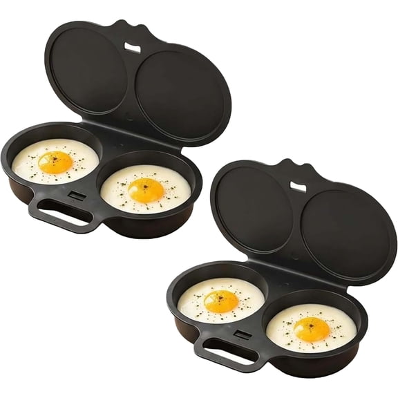Microwave 2-Egg Poacher, Non-Stick Microwave Egg Cooker with Lid Handle and Tongs, Quick Egg Maker for Breakfast