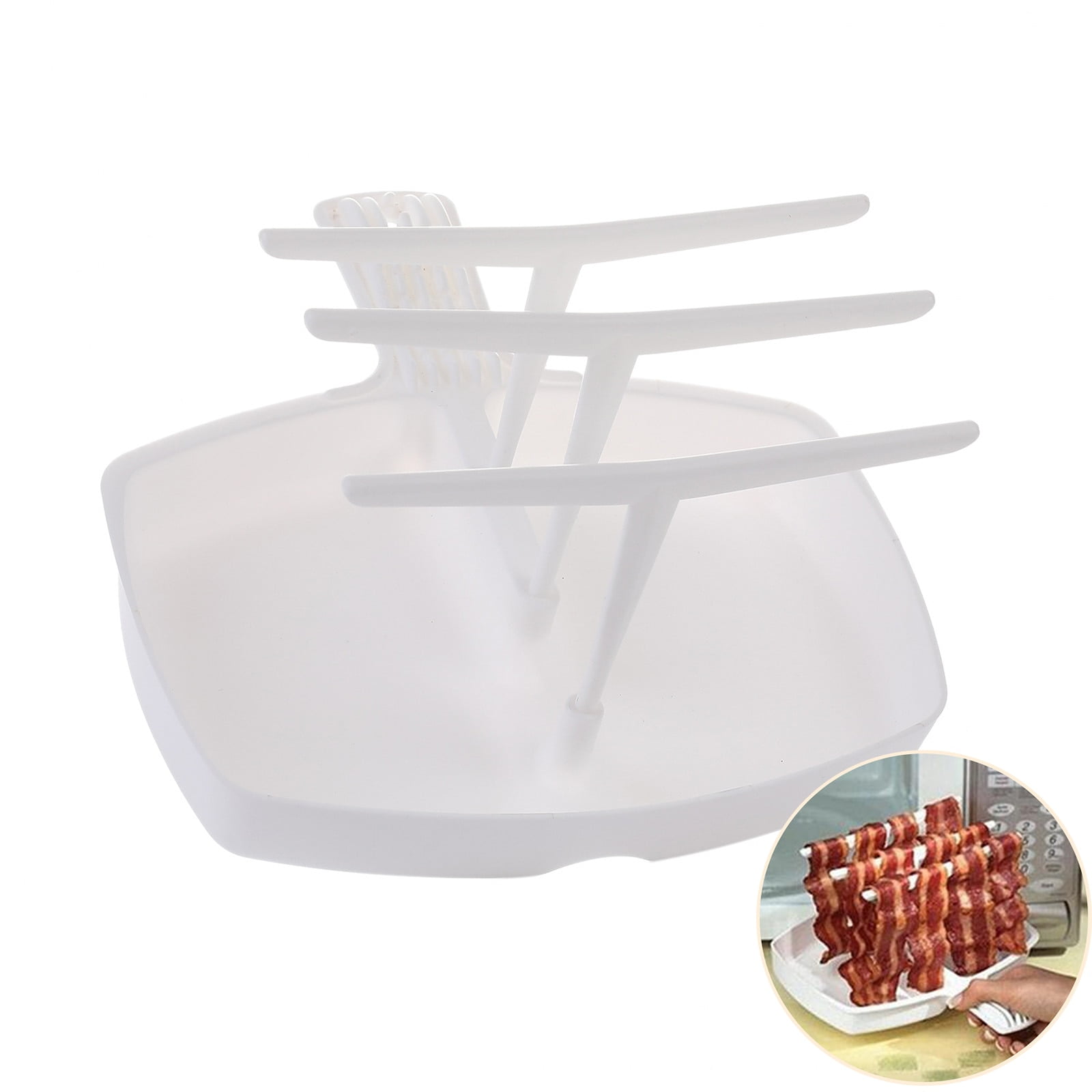  The Original Makin Bacon Microwave Bacon Dish - Makes Crispy  Bacon in Minutes - Simple, Quick, and Easy to Use - Reduces Fat Content for  a Healthier Meal - Molded in