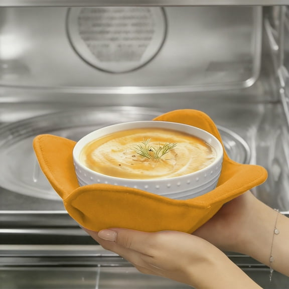 Microwave Bowl Cozy & Hot Pad – Reversible Heat-Resistant Carrier for Soup, Pasta, Ice-Cream & More, Machine-Washable Microfiber, 7" Universal Fit, Multipurpose Kitchen Accessories