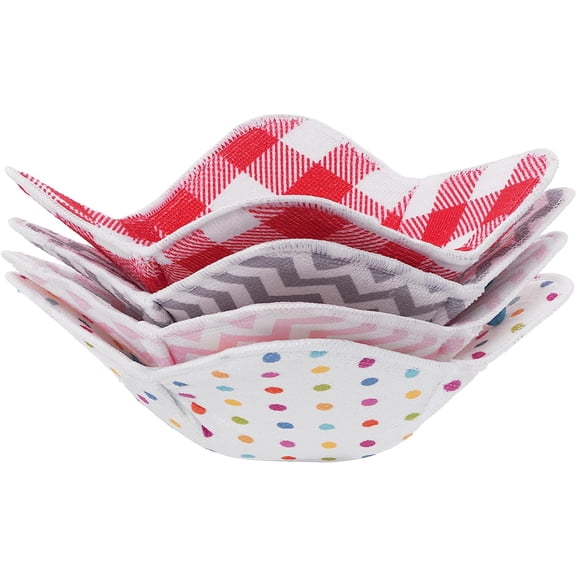 Microwave Bowl Huggers Multi-Color Set of 4 Microwave Bowl Holder Heat Insulated Microfiber & Sponge Heat Resistant Bowl for Soup, Pasta, Noodles & Rice Bowl
