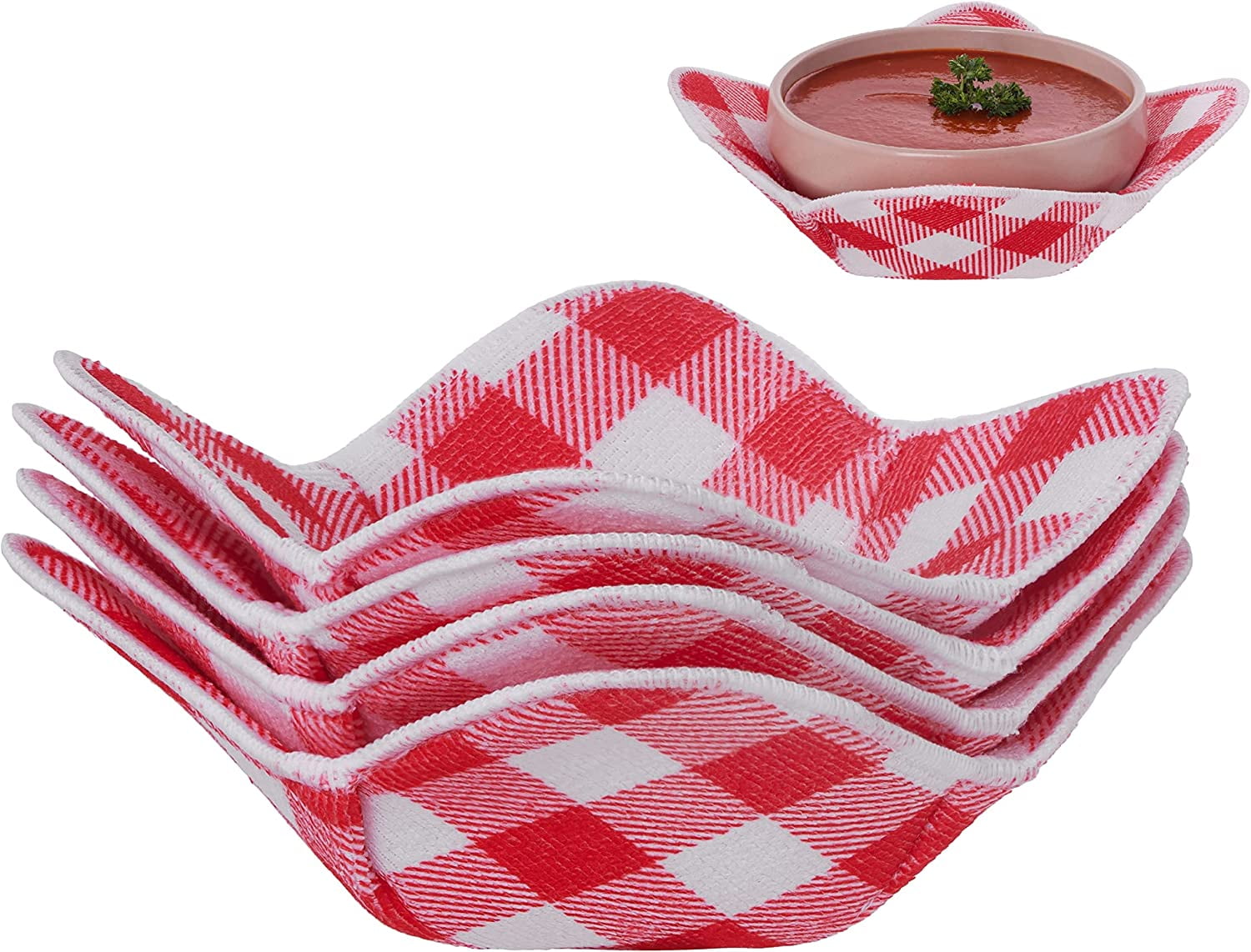 Microwave Bowl Cozy Huggers Set of 4 - Durable and Reliable - for Hot and Cold Bowls, Plates and Dishes Bowl Holder for Microwave - Bowl Cozies Ideal