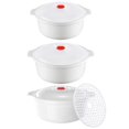 thumbnail image 1 of Microwave Bowl with Lid, Microwave Safe Bowl, Ramen Cooker Soup Container with Steamer, Mixing Serving Bowls Food Storage Cookware for Kitchen, Office, College Dorm, 3 Pcs, Multisize, 1 of 9