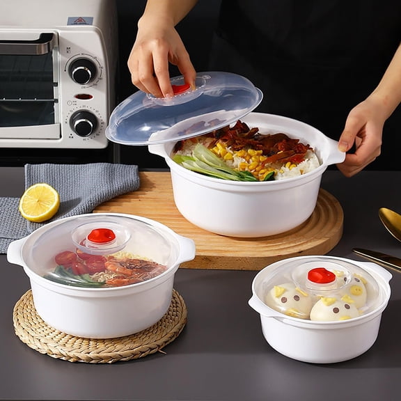 Microwave Bowl With Lid Heating Dish Noodle Bowl Storage Plate Soup Bowl With Handle Easy To Store Microwave Cookware Kitchen College Dorm