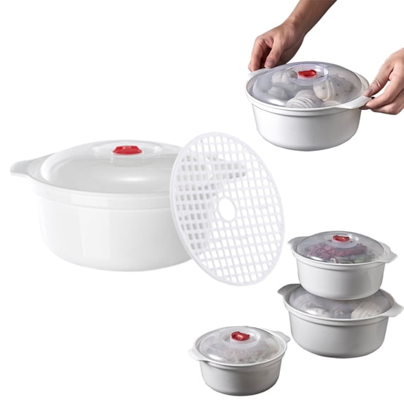 1PCS Microwave Bowls with Lids Microwave Safe Bowls Microwavable Dishes for Heating Food, Dorm Kitchen Essentials, Cookware Kitchen Supplies, BPA Free White(L)