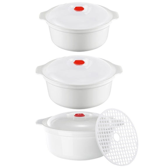 Microwave Bowls with Lids, Microwave Safe Bowls, Noodle Bowl, Soup Bowl with Handle, Microwaveable Dishes for Heating Food, Dorm Kitchen Essentials, Cookware Kitchen Supplies(White,9.8x7.6x10")