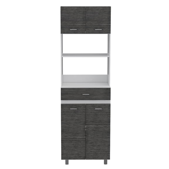 Microwave Cabinet Madison, Kitchen, White / Smokey Oak