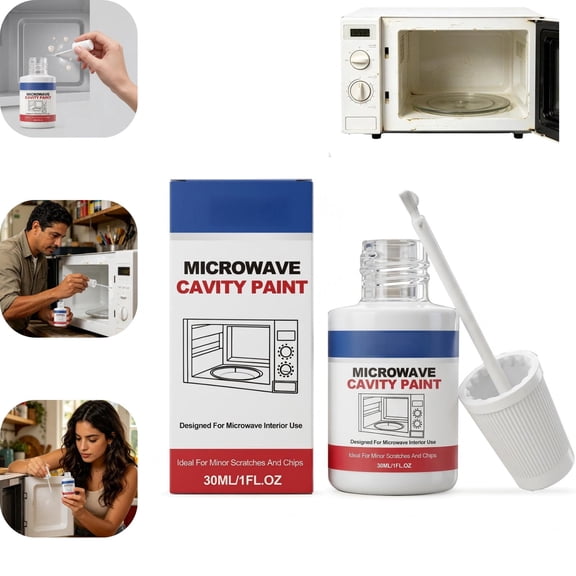 Microwave Cavity Paint, 30ML Food Safe High Gloss White Touch-Up Paint with Brush, Heat Resistant for Microwave Interior Scratch & Chip Repair