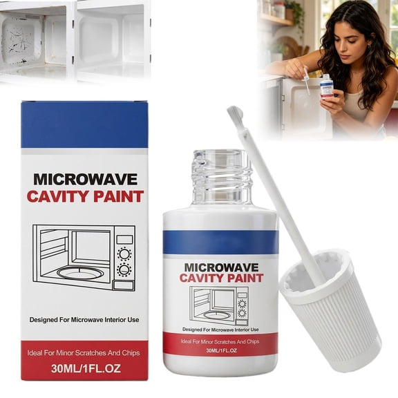 Microwave Cavity Paint, 30ML Heat Resistant Microwave Paints for Inside, Food Safe Appliance Paint White with Brush, High Gloss Appliance Paints White, for Home Appliances Care(1pcs)