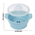thumbnail image 1 of Microwave Cooking Pot with Lid and Steaming Tray, Collapsible Silicone Vegetable Steamer for Kitchen, Space Saving Foldable Food Steamer with Handles for Veggies, Dumplings, Seafood, Light Blue, 1 of 7