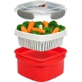 thumbnail image 1 of 3 pc Microwavable Cooker with Food Storage- XMAS Holiday Cooking Made Easy- Removable Strainer & Locking Steam Vent Lid- BPA Free, Fridge & Freezer Safe | 1.3 Liters, 1 of 5