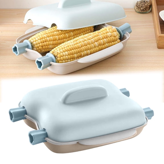 Microwave Corn Steamer, Dual Slot Microwave Corn Cooker, Food Grade Vegetable Steamer Tray with Lid and Handles for Dorm Kitchen Cooking
