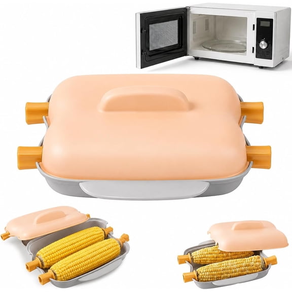Microwave Corn Steamer, Microwave Vegetable Steamer, Microwaves Corn Cooker, Food Grade Portable Steamers with Lid for Vegetables,Corns & Hot Dogs,Kitchen & Dorm Cooking Tool