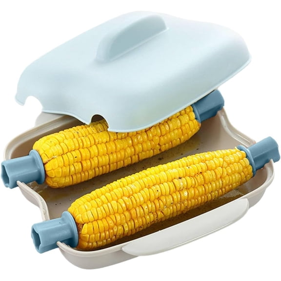 Microwave Corn Steamer with Lid, Microwave Corn Steaming Box Plastic Food Grade Microwave Steamer for Vegetables Fish Hot Dogs, 8.82x8.78x3.86in
