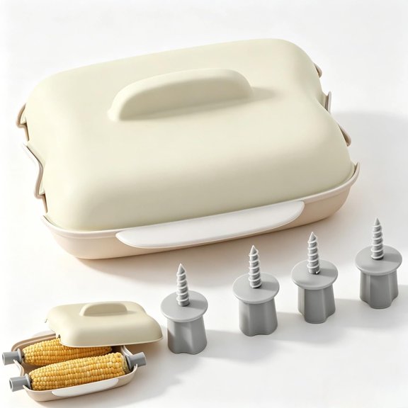 Microwave Corn on Cob Cooker, Microwave Corn Steamer, Portable Steamer with Lid