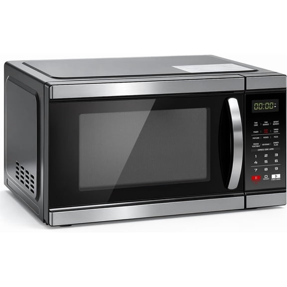 Microwave Countertop Ovens 1000 Watt, Black Small Microwave 1.1 Cu Ft, Large Microwave Digital 6 Auto Cooking, Eco Mode, Lock, 10 Power Level, Led Display, Easy Clean, Memory Function