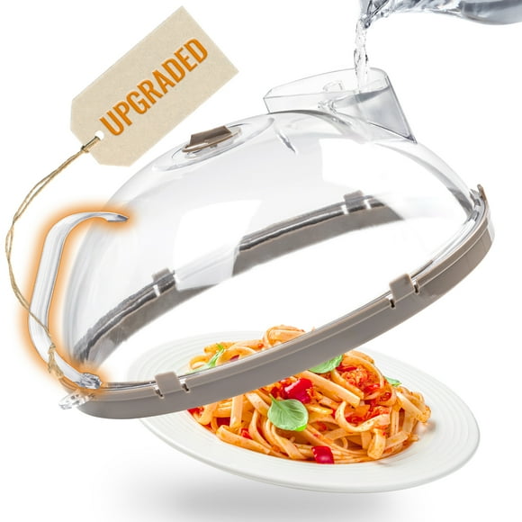 Gracenal Microwave Splatter Cover with Steam Vent and Handle, 12-Inch, Gray