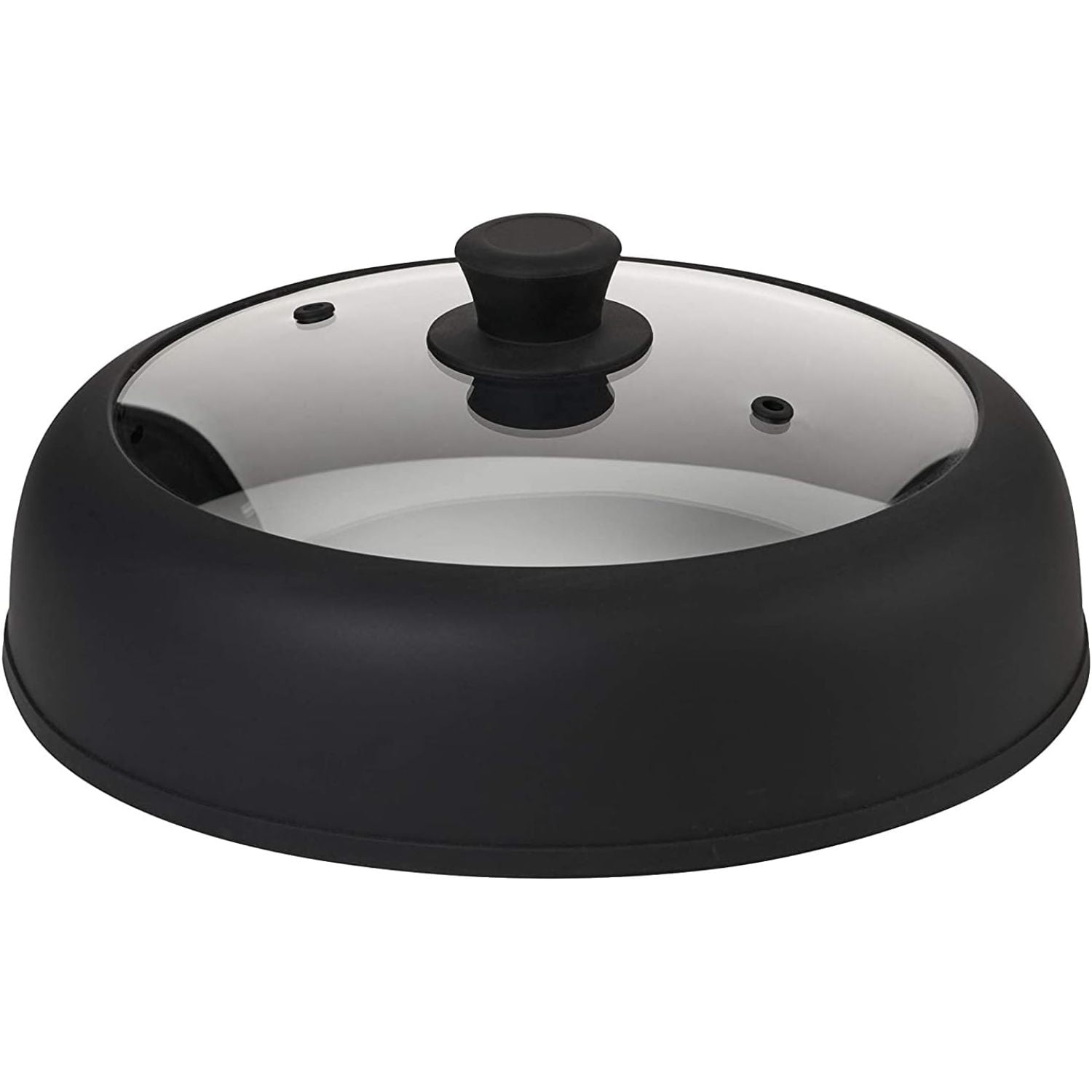 Microwave Cover Glass SEYATPOOL Vented, Easy Grip, Silicone and Glass Microwave Cover Black