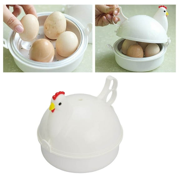 Microwave Egg Boiler 4 Eggs Boiler Cooker Microwave Egg Steamer Microwave' Eggs Boiler With Lid For Soft/Hard Boiled Eggs' Microwavable Egg' Poacher Cooking Kitchen Tools White
