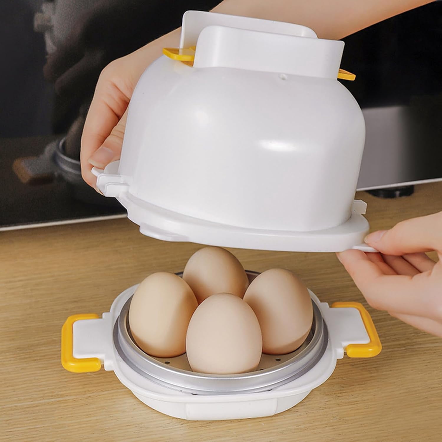 Microwave Egg Boiler Egg Steamer 4 Cavities Microwave Egg Cooker Quick Breakfast Maker Durable Compact Egg Boiler Machine
