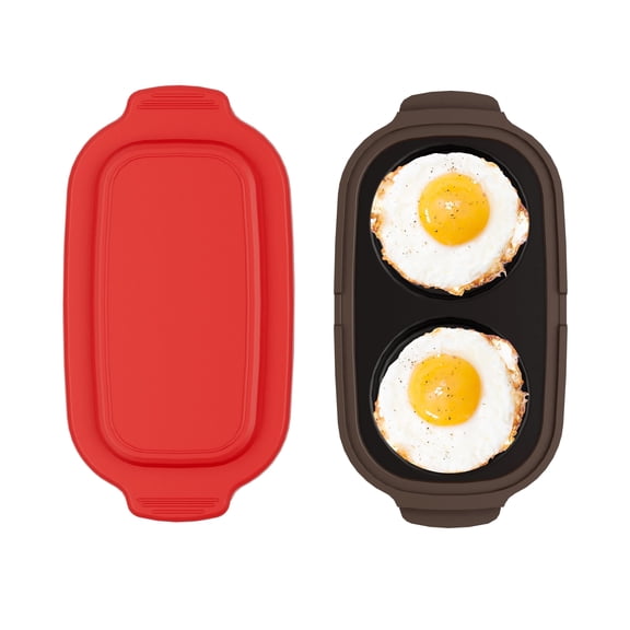 Microwave Egg Cooker, 2 Cavity Microwave Egg Poacher for Breakfast Sandwiches, Fast & Safe Cooking,Portable for Home, Easy to Clean