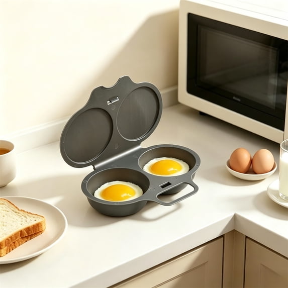 Microwave Egg Cooker 2-Cavity Non-Stick Microwave Omelet Maker and Poached Egg Cooke,Black