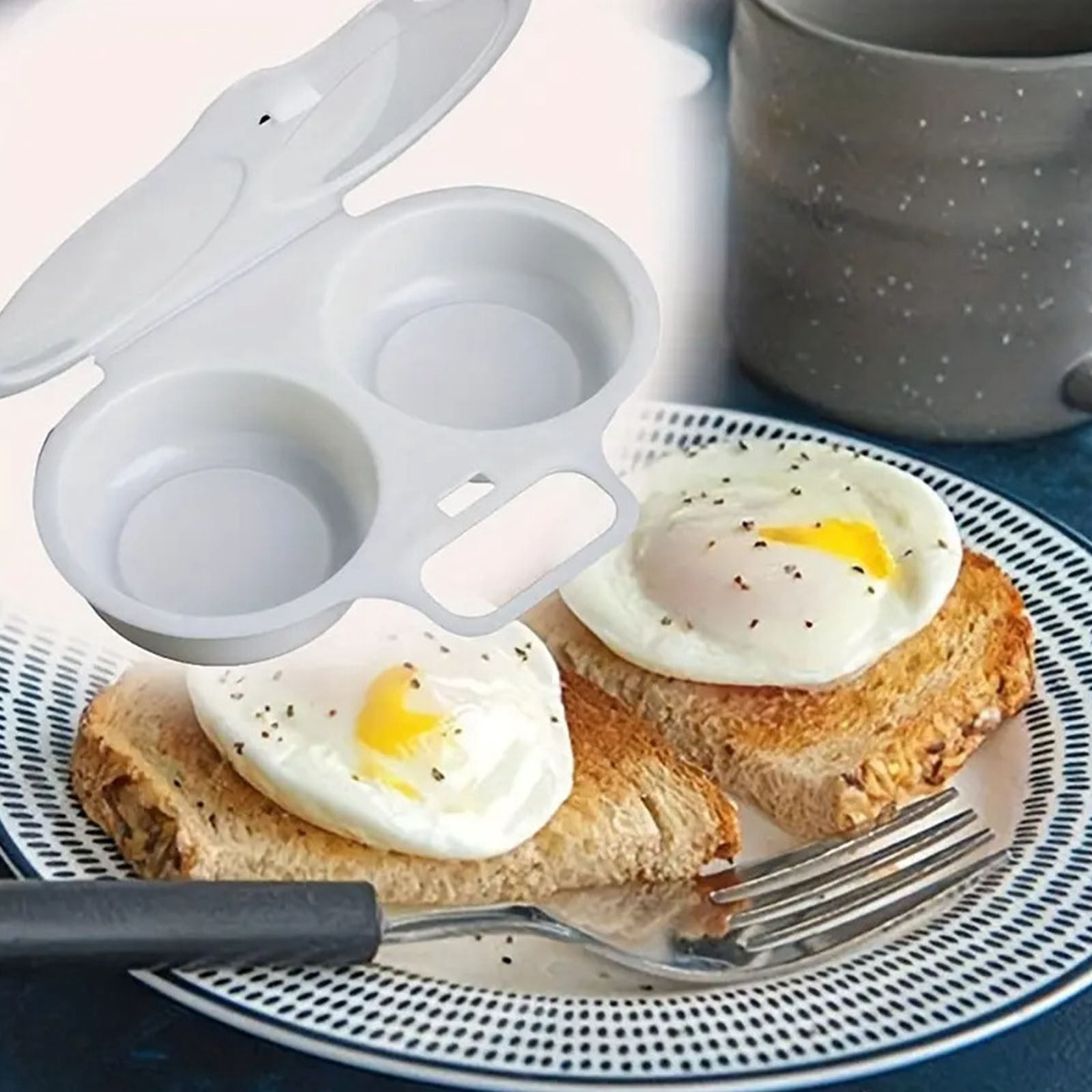 Microwave Egg Cooker 2 Cup, Plastic Egg Poacher with Silicone Oil Brush ...