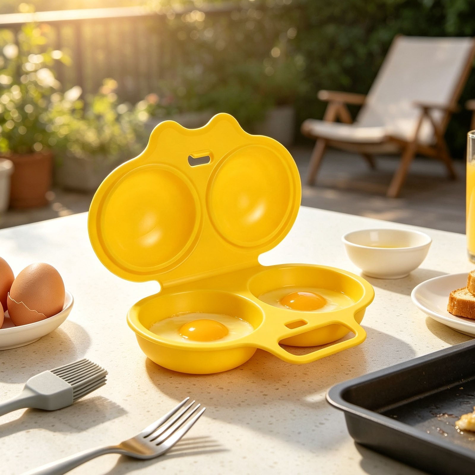 Microwave Egg Cooker 2 Cup, Plastic Egg Poacher with Silicone Oil Brush ...