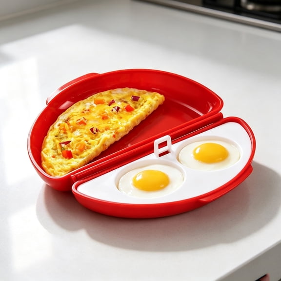 Microwave Egg Cooker 2-Egg Poacher, Omelet & Scrambled Egg Maker, BPA-Free, Dishwasher Safe, 2-Piece Breakfast Sandwich Maker