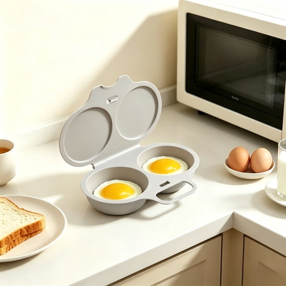 Microwave Egg Cooker 3-Cavity Non-Stick Microwave Omelet Maker and Poached Egg Cooke,Gray