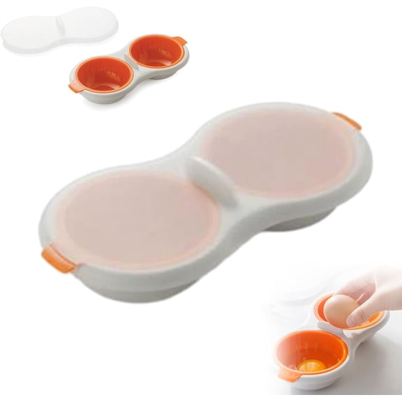 Microwave Egg Cooker, Double Drain Poacher and Steamer for Easy Boiled Eggs, 2 Cavity Design