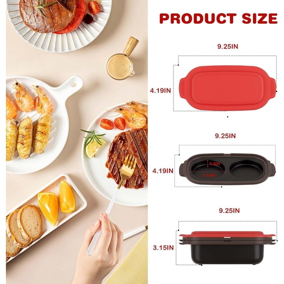 Microwave Egg Cooker & Grill Pan 3 Pcs with Lid for Grilling, Browning, and Crisping Vegetables, Sandwich, Meat, Nonstick Cookware Quick, Healthy Meals
