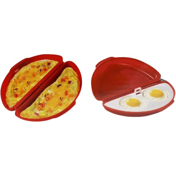 Microwave Egg Cooker for Sandwiches & Omelets BPA-Free Microwave Egg Poacher, Fried Egg Maker, Omelet Maker, & Scrambled Egg Cooker 2-Piece Breakfast Maker by