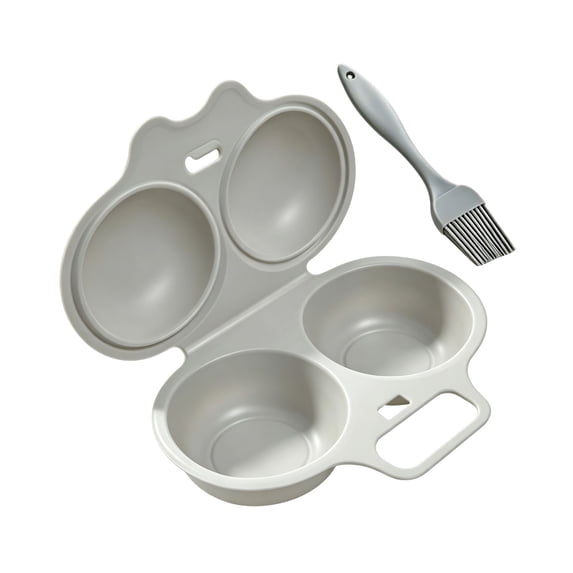 Microwave Egg Cooker Set of 2, Plastic 2 Cup Egg Poachers With Silicone ...