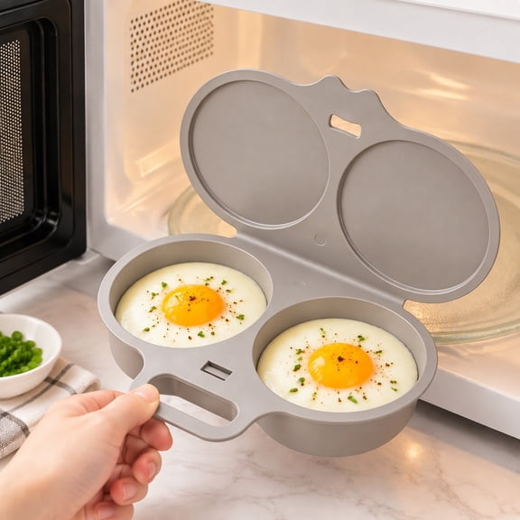 Microwave Egg Poacher Cooker, 2-Egg Poached Egg Maker, BPA-Free Quick Breakfast Tool for Easy Homemade Eggs