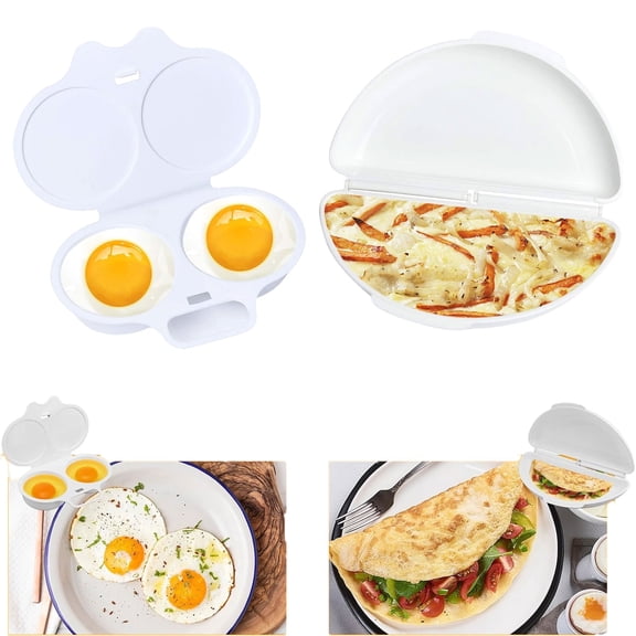 Microwave Egg Poacher, Easy Egg Breakfast Set, Microwave Egg Cooker, Omelette Maker, Quick Oil-Free Cooking for 2 Eggs
