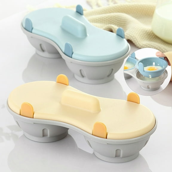 Microwave Egg Poacher Microwave Double Egg Poacher Maker with Lid Detachable Drain Basket Heat Resistant Food Grade Pp Poached Egg Cooker Steamer