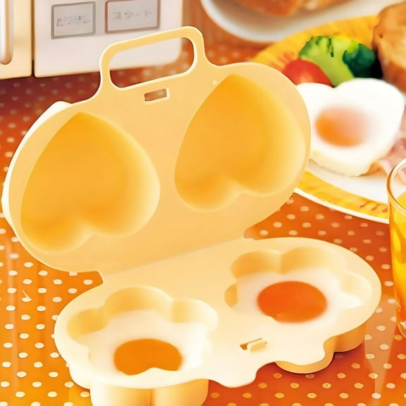 Microwave Egg Poacher, Microwave Egg Boiler Poacher, Portable Flower & Heart Shaped Egg Cooker, Multifunctional Container Food Grade Cooker, Useful Kitchen Gadget, Egg Maker, 15x10cm