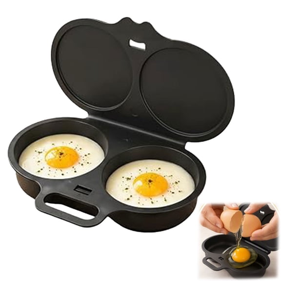 Microwave Egg Poacher with Lid & Handle, Dual Cavity FoodGrade PP Egg Steamer, FatFree Quick Breakfast Cooker for Home Office Travel