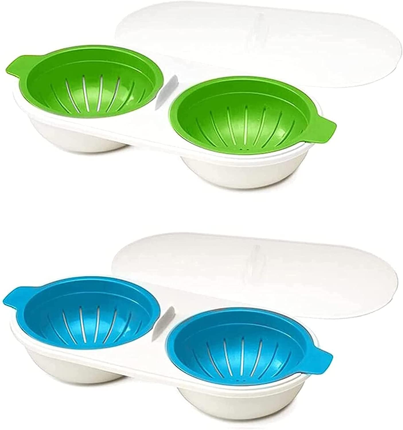 Microwave Egg Poachers Double Cup Egg Boiler Draining Egg Boiler Non-Stick Feature Microwave Ovens Cooking Tools Steamer Kitchen Gadget