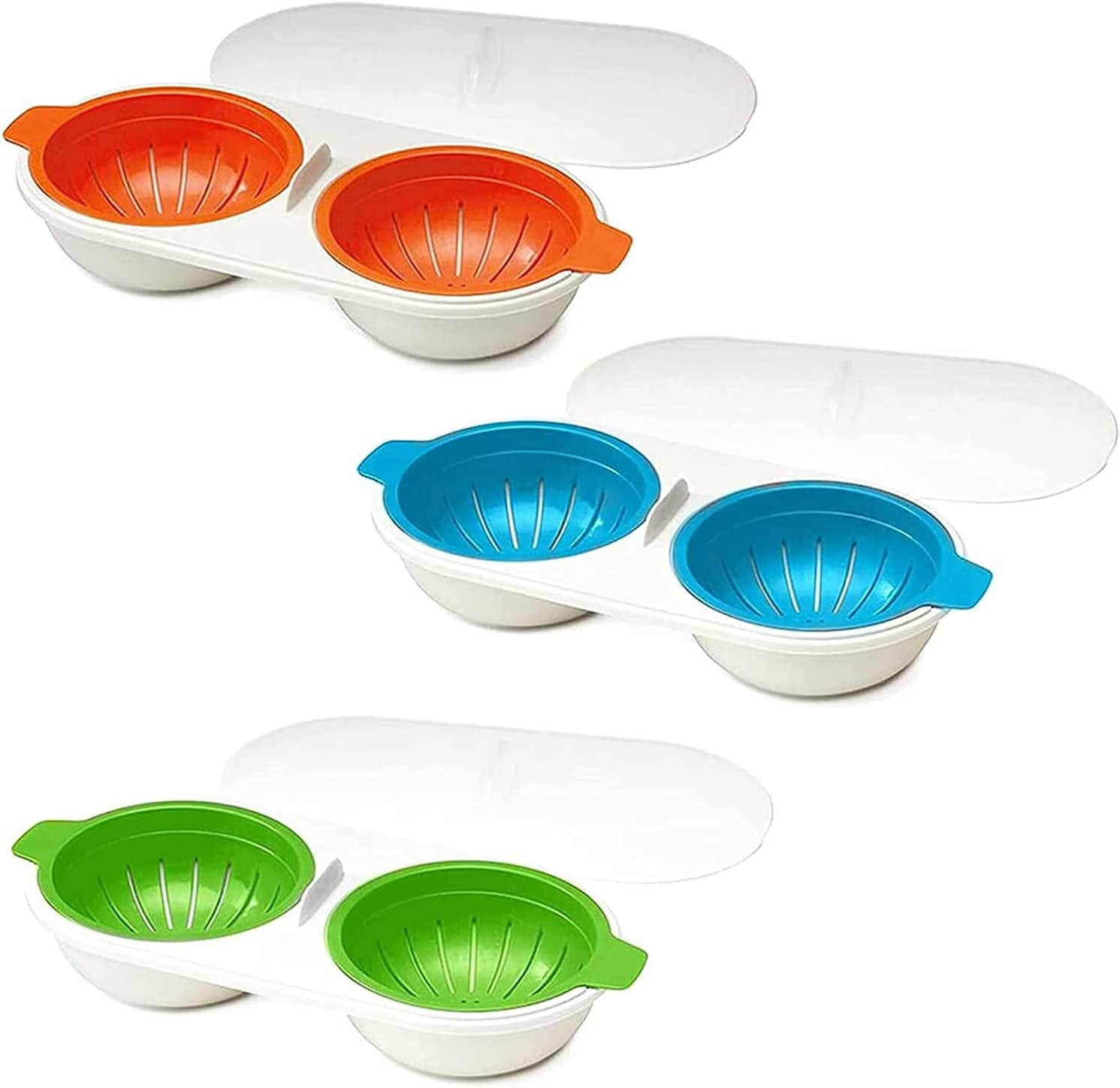 Microwave Egg Poachers Double Cup Egg Boiler Draining Egg Boiler Non-Stick Feature Microwave Ovens Cooking Tools Steamer Kitchen Gadget