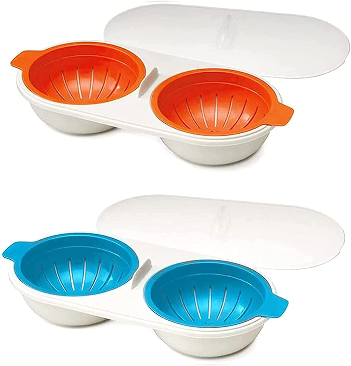 Microwave Egg Poachers Double Cup Egg Boiler Draining Egg Boiler Non-Stick Feature Microwave Ovens Cooking Tools Steamer Kitchen Gadget