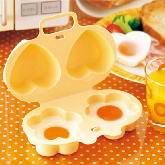 Microwave Egg Poachers, Poached Egg Cooker, Multifunctional Egg Poacher Microwavable, Egg Cooker, Heart Shaped Microwave Oven Flour Egg Cooker Kitchen Cooking Tool(Yellow)